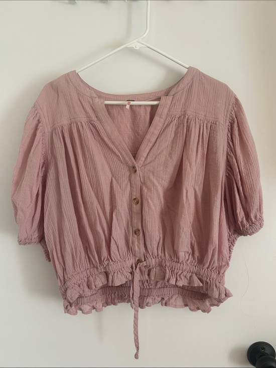 Free People Tops - Free People Dusty Rose Gathered Button-Front Blouse